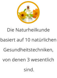 Die Naturheilkunde basiert auf 10 natürlichen Gesundheitstechniken, von denen 3 wesentlich  sind.